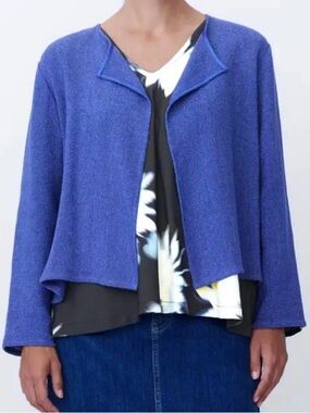 NWT MASAI Julitta Bouclé Open Front Jacket Top Royal Blue Size XL Retail $128.00